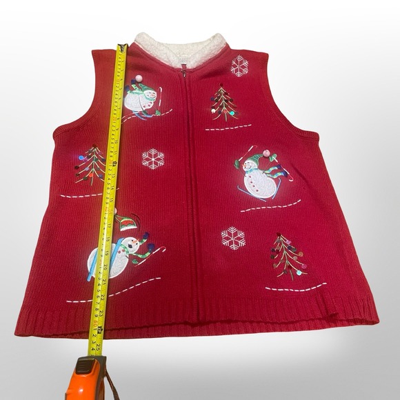VNT Classic Elements Women Red Snowman Ugly Christmas Vest Sweater L cottage - Picture 3 of 6